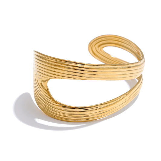 Yhpup Personalized Stainless Steel Metal Hollow Geometric Cuff Open Minimalist Fashion Bracelet Bangle for Women Wrist Jewelry