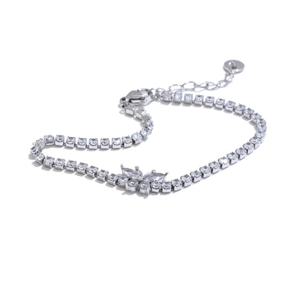 Yhpup High-Grade Accessories Bling Cubic Zirconia Butterfly Bracelet Bangle Gold Silver Color Stainless Steel Delicate Jewelry