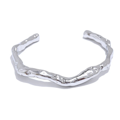 Yhpup 64mm Minimalist Stainless Steel Metal Hammer Cuff Wrist Bracelet Bangle High Quality Rust Proof Personalized Jewelry Gift