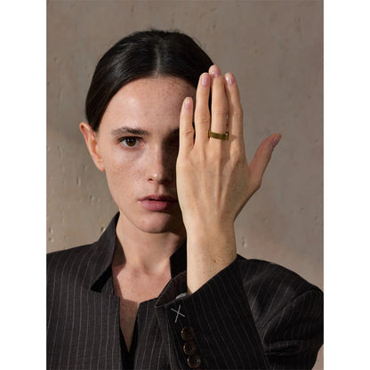 Yhpup 6789# Arrival Stainless Steel Round Striped Zircon Ring High Quality Minimalist Finger Fashion Jewelry Bijoux Femme