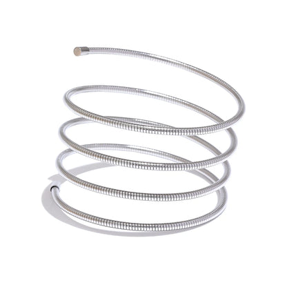 Yhpup Statement Stainless Steel Metal Layered Bracelet Bangle for Women Waterproof Texture High Quality Jewelry Accessories