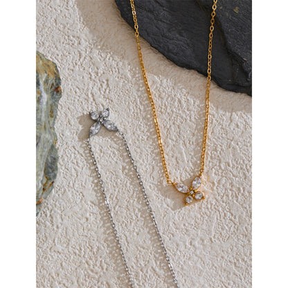 Yhpup Delicate Bling Cubic Zirconia Butterfly Pendant Necklace Gold Silver Color High Quality Fashion Collar Jewelry Waterproof