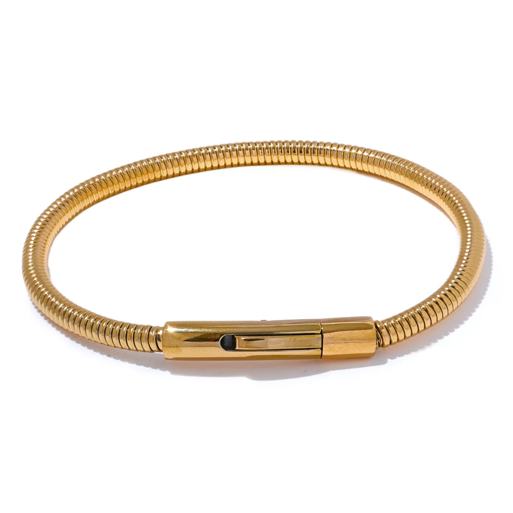 Yhpup 316 Stainless Steel Chain Statement Bracelet Bangle 18K PVD Plated Water Resistant Trendy Daily Jewelry Accessories Gift