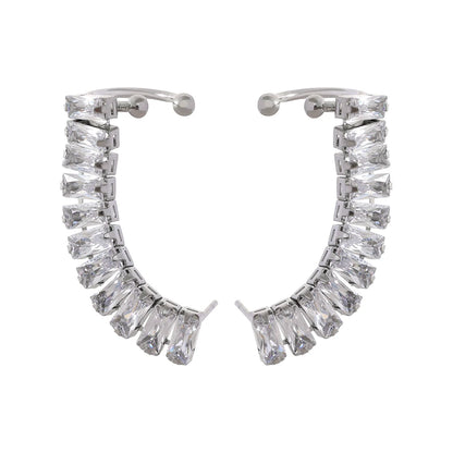 Yhpup Exquisite Luxury Bling Cubic Zirconia 18K Gold Plated Stainless Steel Ear Clip Earrings Stylish Charm Jewelry Women