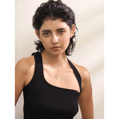 Yhpup Natural Stone Water Drop Exquisite Pendant Chic Necklace 18K Gold Color Plated Stainless Steel Premium Jewelry for Women