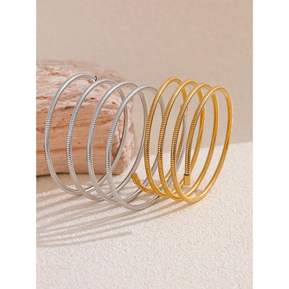 Yhpup Statement Stainless Steel Metal Layered Bracelet Bangle for Women Waterproof Texture High Quality Jewelry Accessories
