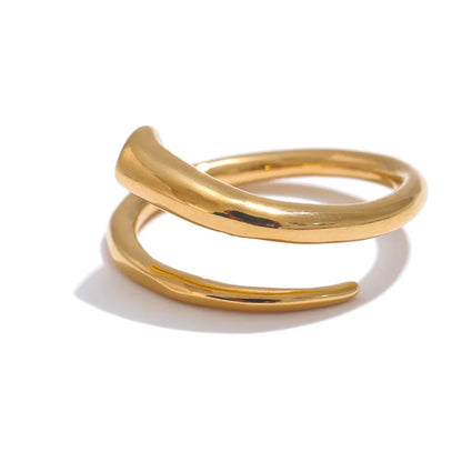 Yhpup Minimalist 316L Stainless Steel Metal Fashion Ring Chic Classic Stylish 18k Gold PVD Plated Finger Jewelry Bijoux Gift