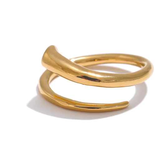 Yhpup Minimalist 316L Stainless Steel Metal Fashion Ring Chic Classic Stylish 18k Gold PVD Plated Finger Jewelry Bijoux Gift