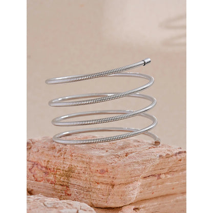Yhpup Statement Stainless Steel Metal Layered Bracelet Bangle for Women Waterproof Texture High Quality Jewelry Accessories