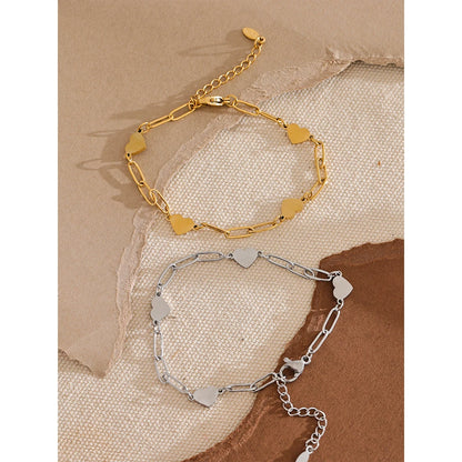 Yhpup Fashion Stainless Steel Heart Handmade Chain Bracelet Bangle Waterproof Daily Charm Wrist Jewelry Bijoux Femme