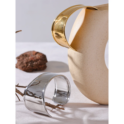 Yhpup High Quality Stainless Steel Metal Wide Cuff Open Bracelet Bangle Waterproof Texture Personalized Unisex Jewelry Bijoux