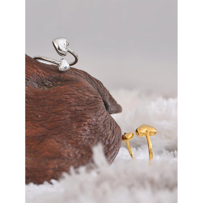 Ypup New 18K PVD Plated Stainless Steel Heart Love Open Adjustable Ring High Quality Waterproof Jewelry Handmade Polished Gift