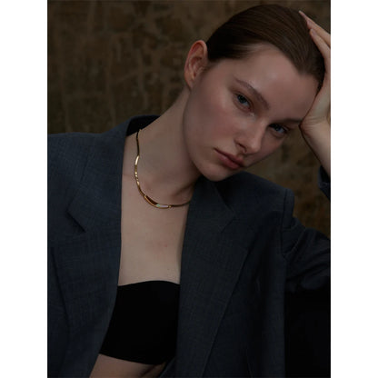 Yhpup Exquisite Chain Stainless Steel Natural Shell Collar Necklace Tarnish Resistant 18K PVD Plated Stylish Daily Jewelry Gift