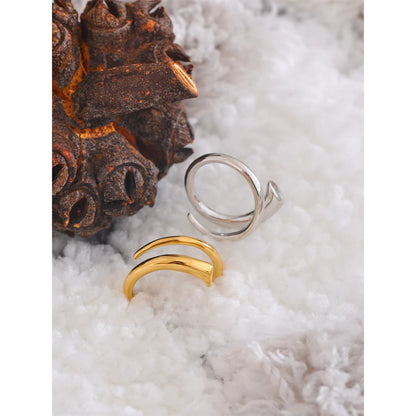 Yhpup Minimalist 316L Stainless Steel Metal Fashion Ring Chic Classic Stylish 18k Gold PVD Plated Finger Jewelry Bijoux Gift