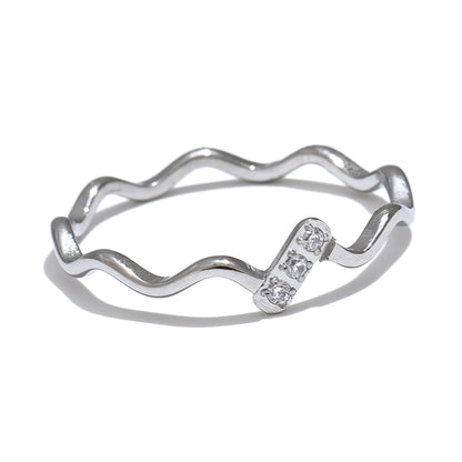 Yhpup Minimalist Bling Cubic Zirconia Thin Ring Tarnish Resistant Stainless Steel Fashion Exquisite Jewelry for Women Gift