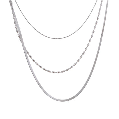 Yhpup High Quality Minimalist Stainless Steel Layered Stacking Fashion Chain Necklace Waterproof Basic Classic Trendy Jewelry