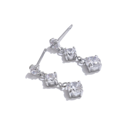 Yhpup Delicate Bling Cubic Zirconia Small Square Drop Earrings High-Grade Stainless Steel Waterproof Fashion Gift 316L Jewelry