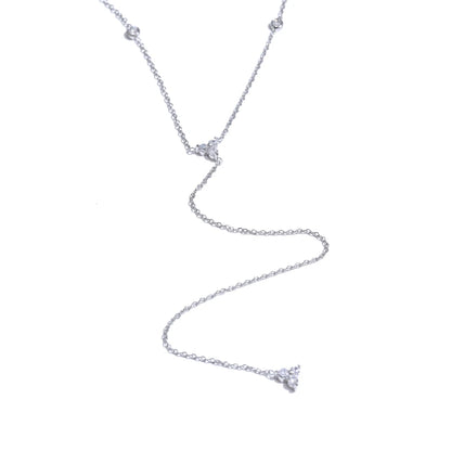 Yhpup High Quality Stainless Steel Bling Cubic Zirconia Long Thin Chain Necklace Fashion Recommend Jewelry Tarnish Resistant