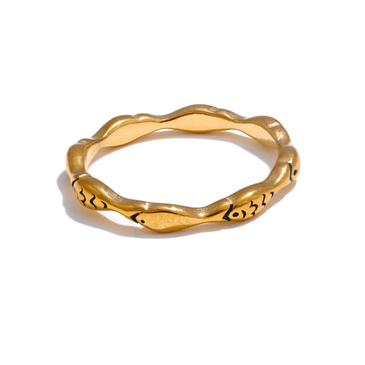 Yhpup 6789# Minimalist Stainless Steel Casting Cute Fish Fashion Ring 18K PVD Plated Stylish Lucky Chic Jewelry Accessories Gift