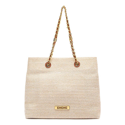 Fashion Classic Retro Stripe Women's New Chain Bag Large Capacity PP Material Women's Shoulder Bag