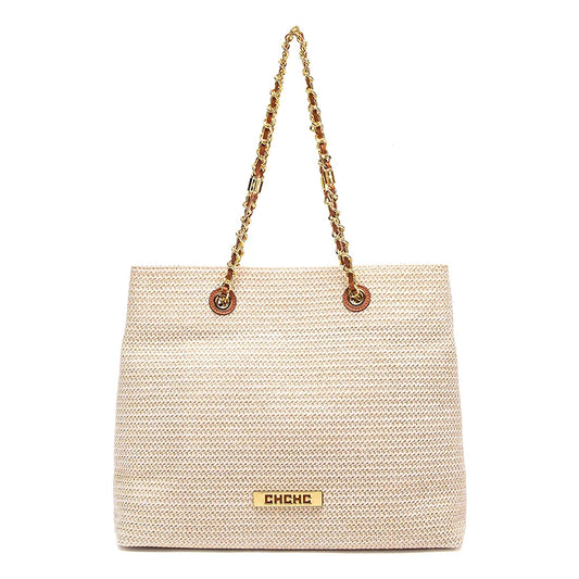 Fashion Classic Retro Stripe Women's New Chain Bag Large Capacity PP Material Women's Shoulder Bag