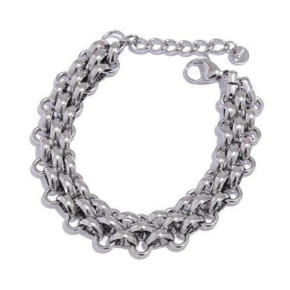 Yhpup Stainless Steel 18k Gold Plated Metal Width Cuban Chain Adjustable Charm Bracelet Bangle Fashion Statement Trendy Jewelry
