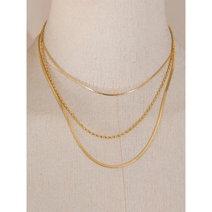 Yhpup High Quality Minimalist Stainless Steel Layered Stacking Fashion Chain Necklace Waterproof Basic Classic Trendy Jewelry