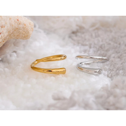 Yhpup Minimalist 316L Stainless Steel Metal Fashion Ring Chic Classic Stylish 18k Gold PVD Plated Finger Jewelry Bijoux Gift