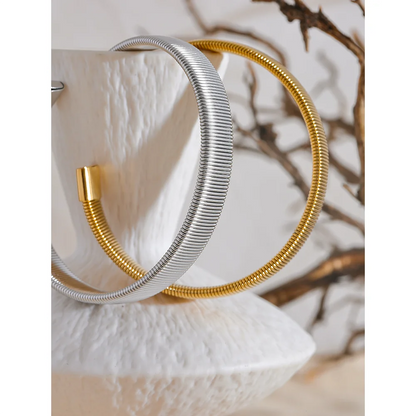 Yhpup 316L Stainless Steel Metal Wide Cuban Chain Cuff Bracelet Bangle Waterproof Statement Texture 18K PVD Plated Jewelry