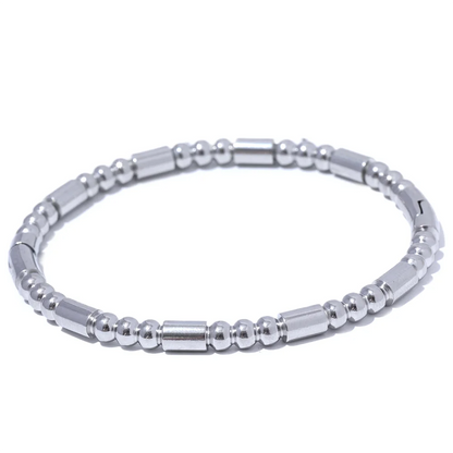 Yhpup 57mm Waterproof Stainless Steel Cast Bead Bracelet Bangle Statement Metal Texture Wrist Jewelry Women's Accessories New