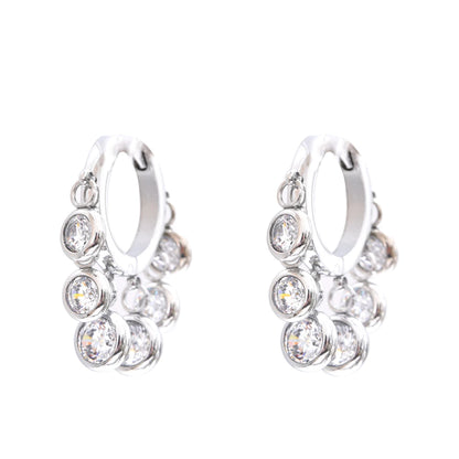 Yhpup Stainless Steel Colorful Cubic Zirconia Hoop Earrings for Women Exquisite Fashion Metal Texture Geometric Earrings Gift