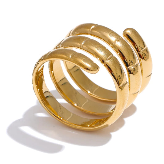 Yhpup Stylish Unique Stainless Steel Metal Layered Wrapped Finger Ring for Women Personalized Water Resistant Chic Jewelry New