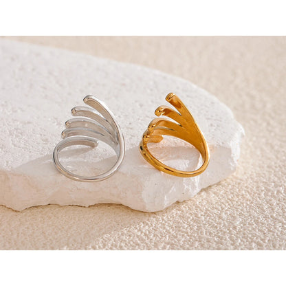 Yhpup Stainless Steel Layered Fashion Finger Ring Water Resistant Metal Chic 18K Gold Platinum PVD Plated Daily Jewelry