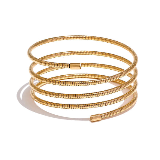 Yhpup Statement Stainless Steel Metal Layered Bracelet Bangle for Women Waterproof Texture High Quality Jewelry Accessories